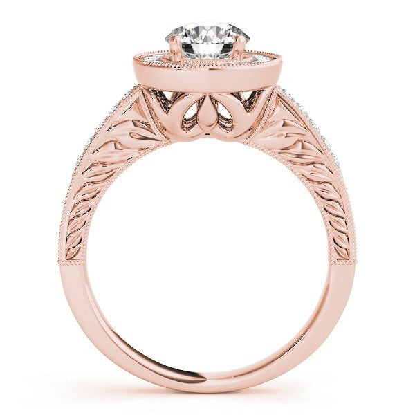 Lab Grown Round Cut Diamond Halo Engagement Ring