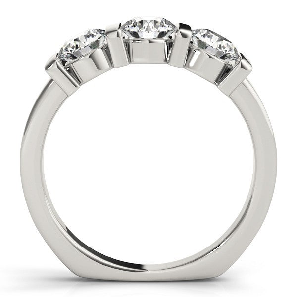 2.00Ct Lab Grown Round Diamond Bar Set 3 Stone Engagement Ring Platinum