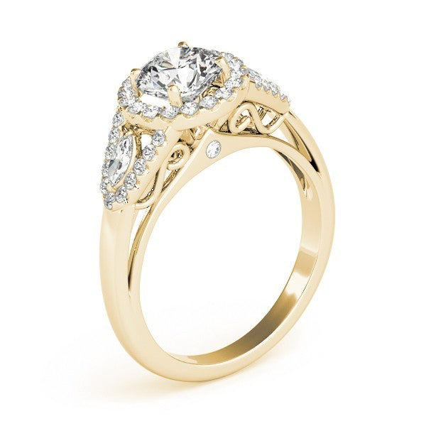 Lab Grown Round Cut Diamond Halo Engagement Ring