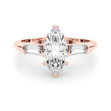 Lab-Grown Marquise Cut Diamond 3 Stone Engagement Ring