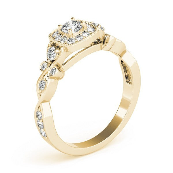 Lab Grown Round Diamond Halo Engagement Ring