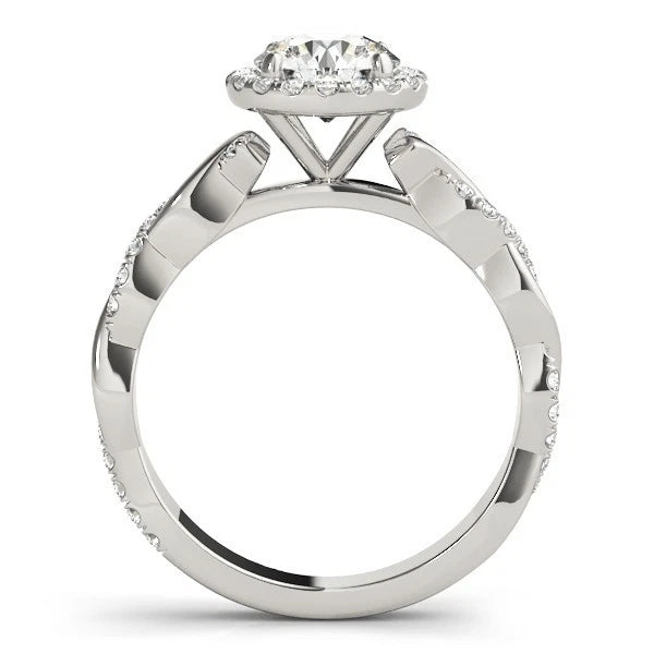 Lab Grown Round Cut Diamond Halo Engagement Ring For Women