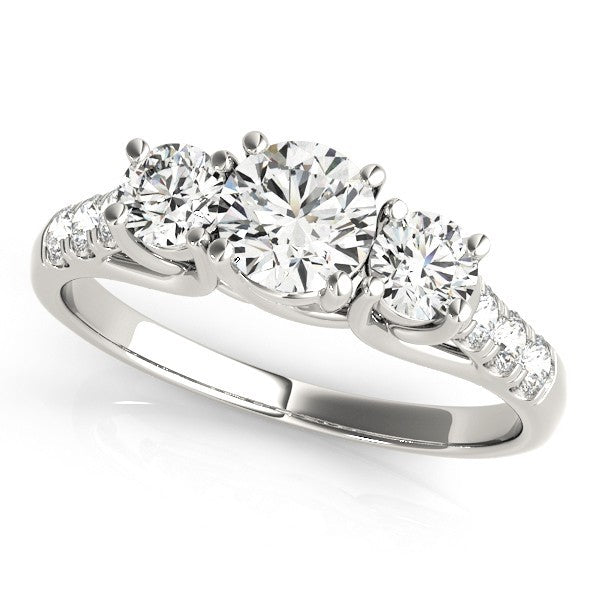 Lab Grown Round Cut Diamond 3-Stone Engagement Ring In DE/VS 0.50Ct To 2.00Ct