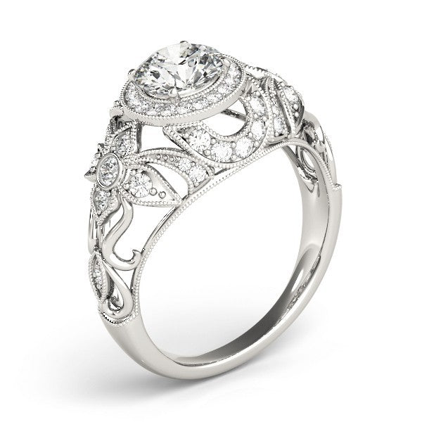 2.00Ct Lab Grown Round Diamond Halo Engagement Ring 18K Yellow Gold
