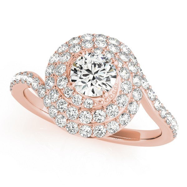 Lab Grown Round Cut Diamond Halo Engagement Ring