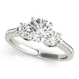 0.50Ct To 2.00Ct Lab Grown Round Diamond 3 Stone Engagement Ring Platinum