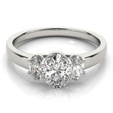 Lab Grown Oval Cut Diamond Trilogy Engagement Ring Platinum