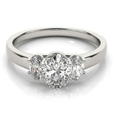 Lab Grown Oval Cut Diamond Trilogy Engagement Ring Platinum