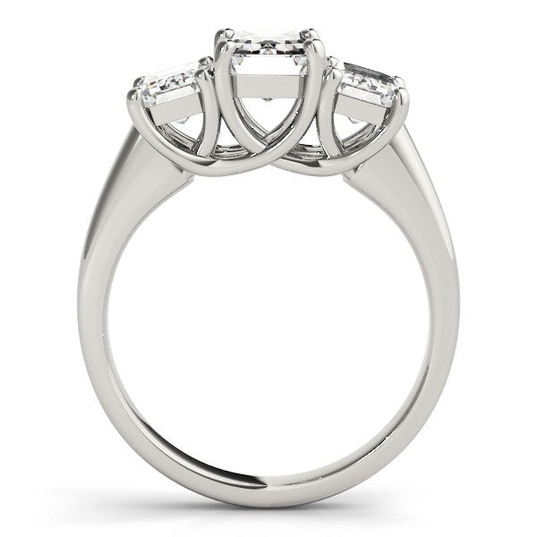 Lab Grown Emerald Cut Diamond Ring 18K Yellow Gold Trilogy Ring