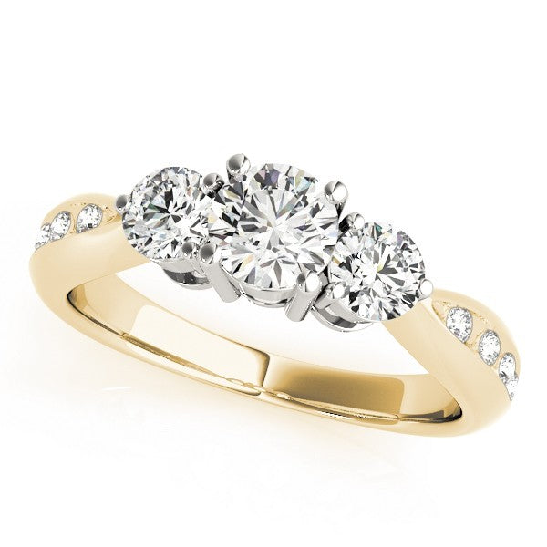 0.50Ct To 2.00Ct DE/VS Lab Grown Round Diamond 3 Stone Engagement Ring Platinum
