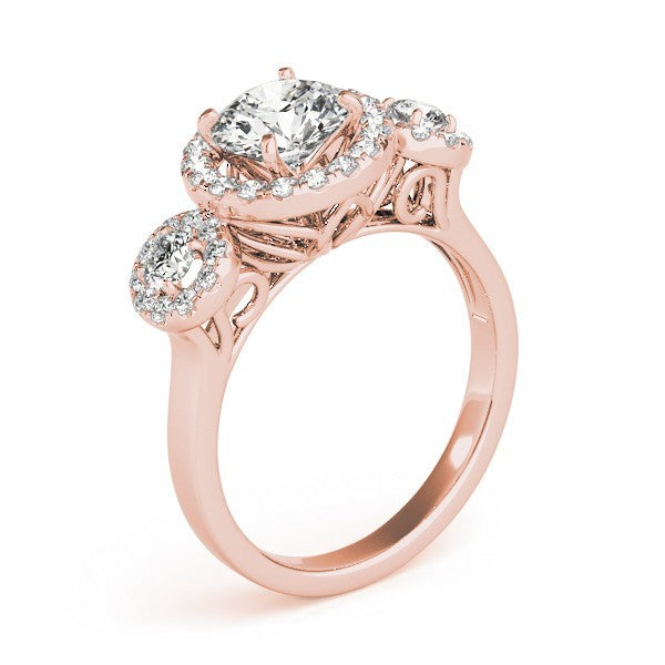 Lab Grown Round Cut Diamond Halo Engagement Ring
