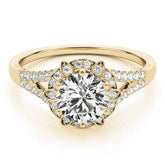 2.00Ct DE/VS Lab Grown Round Diamond Halo Engagement Ring 18K Yellow Gold