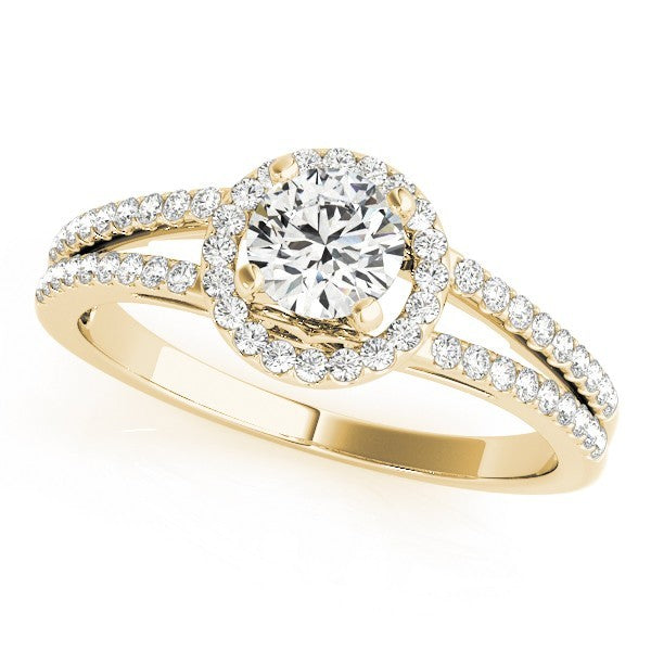Lab Grown Round Diamond Halo Engagement Ring 18K White Gold
