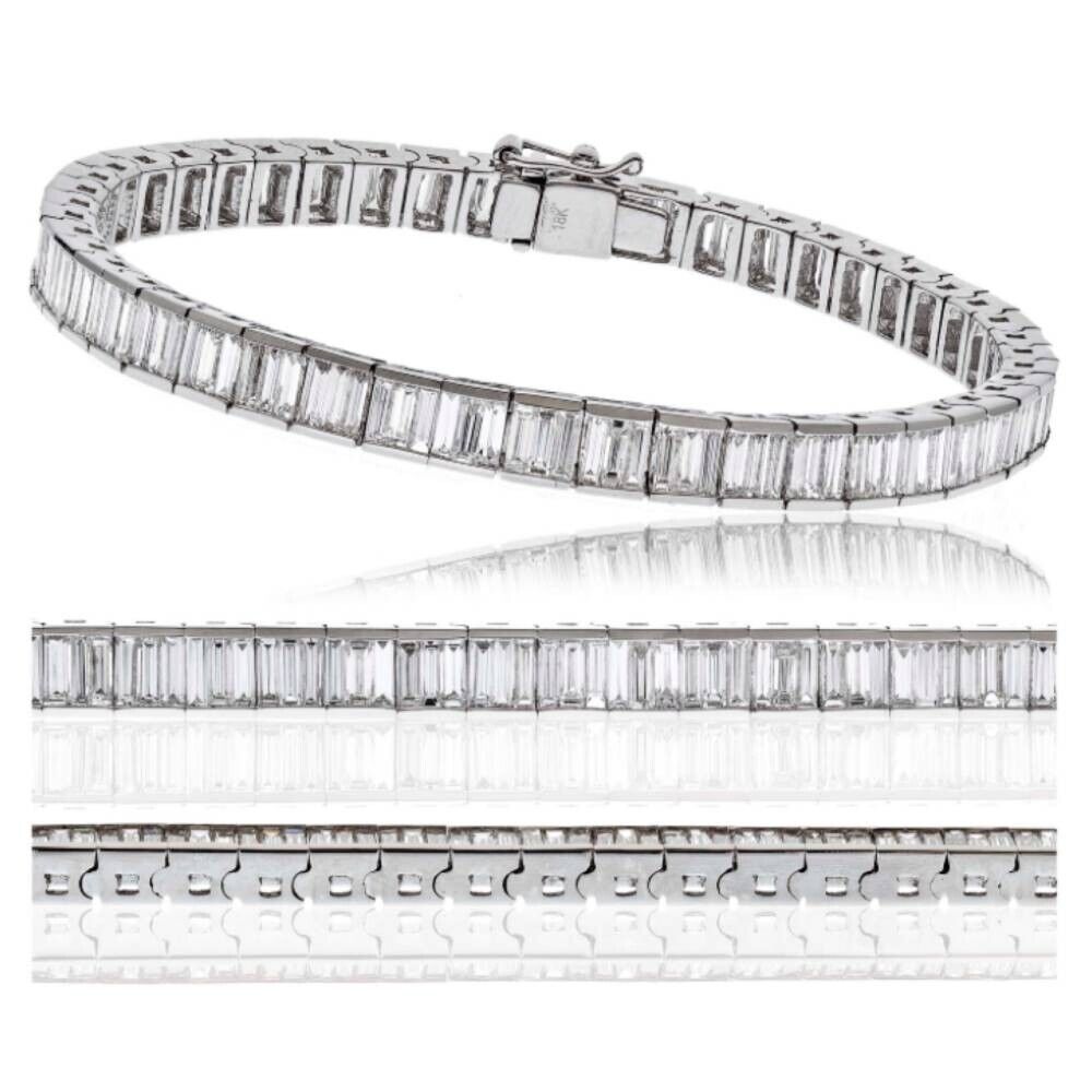 Best Sale 5 Carat Natural Baguette Cut Diamond Tennis Bracelet 18k White Gold