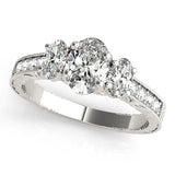 Lab Grown Oval Cut Diamond Trilogy Engagement Ring Platinum In 2.00ct DE/VS