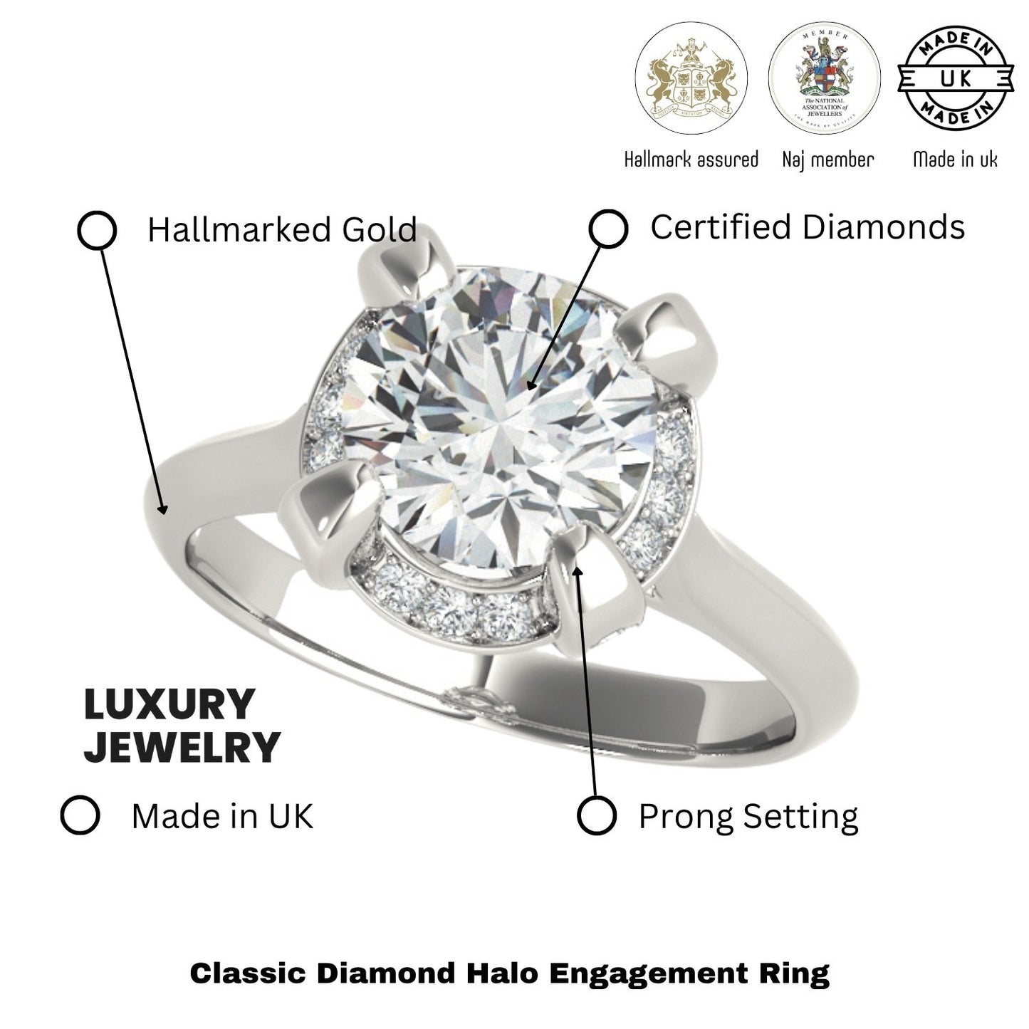 Lab-Grown Diamond Halo Engagement Ring