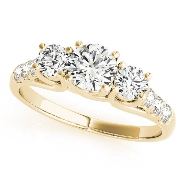 Lab Grown Round Cut Diamond 3-Stone Engagement Ring In DE/VS 0.50Ct To 2.00Ct