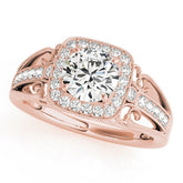 Lab Grown Round Diamond Halo Engagement Ring