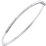 Armreif aus Weißgold mit 0,50 Karat natürlichem, runden Diamanten in Krappenfassung.