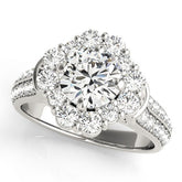 Lab Grown Round Cut Diamond Halo Engagement Ring