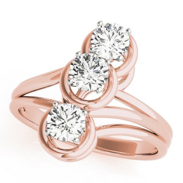 Lab Grown Round Diamond Trilogy Engagement Ring Platinum