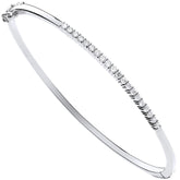 0.50Ct Natural Round Cut Diamond Claw-set Bangle in White Gold