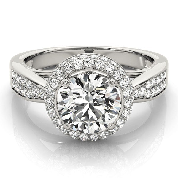 Lab Grown Round Diamond Halo Engagement Ring