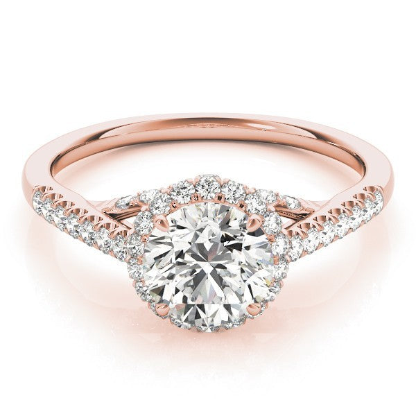 Lab Grown Round Diamond Halo Engagement Ring 18K Yellow Gold
