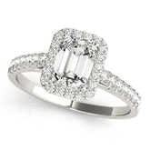 Lab Grown Emarald Diamond Halo Engagement Ring