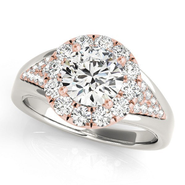 Lab Grown Round Diamond Halo Engagement Ring 18K White Gold