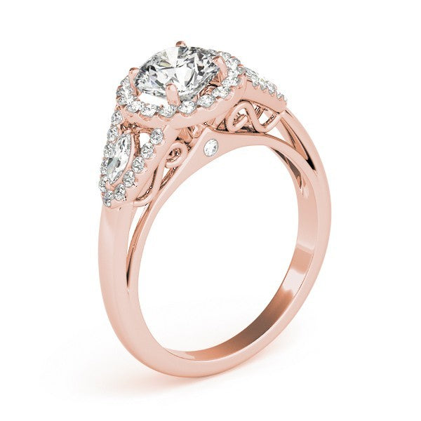 Lab Grown Round Cut Diamond Halo Engagement Ring