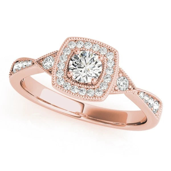 Lab Grown Round Diamond Halo Engagement Ring