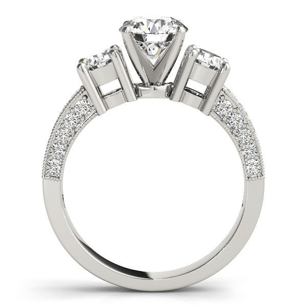 Lab Grown Round Diamond Trilogy Engagement Ring Platinum 2CT DE/VS
