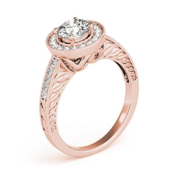 Lab Grown Round Cut Diamond Halo Engagement Ring