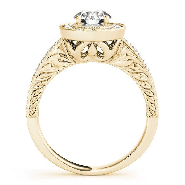 Lab Grown Round Cut Diamond Halo Engagement Ring