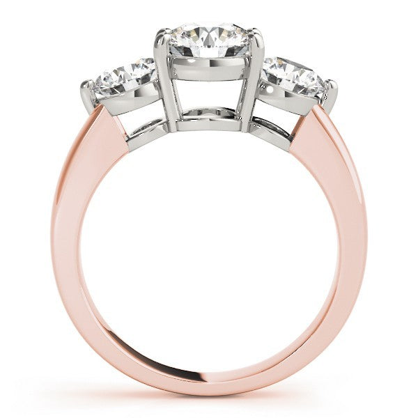 Lab Grown Round Diamond Trilogy Engagement Ring Platinum