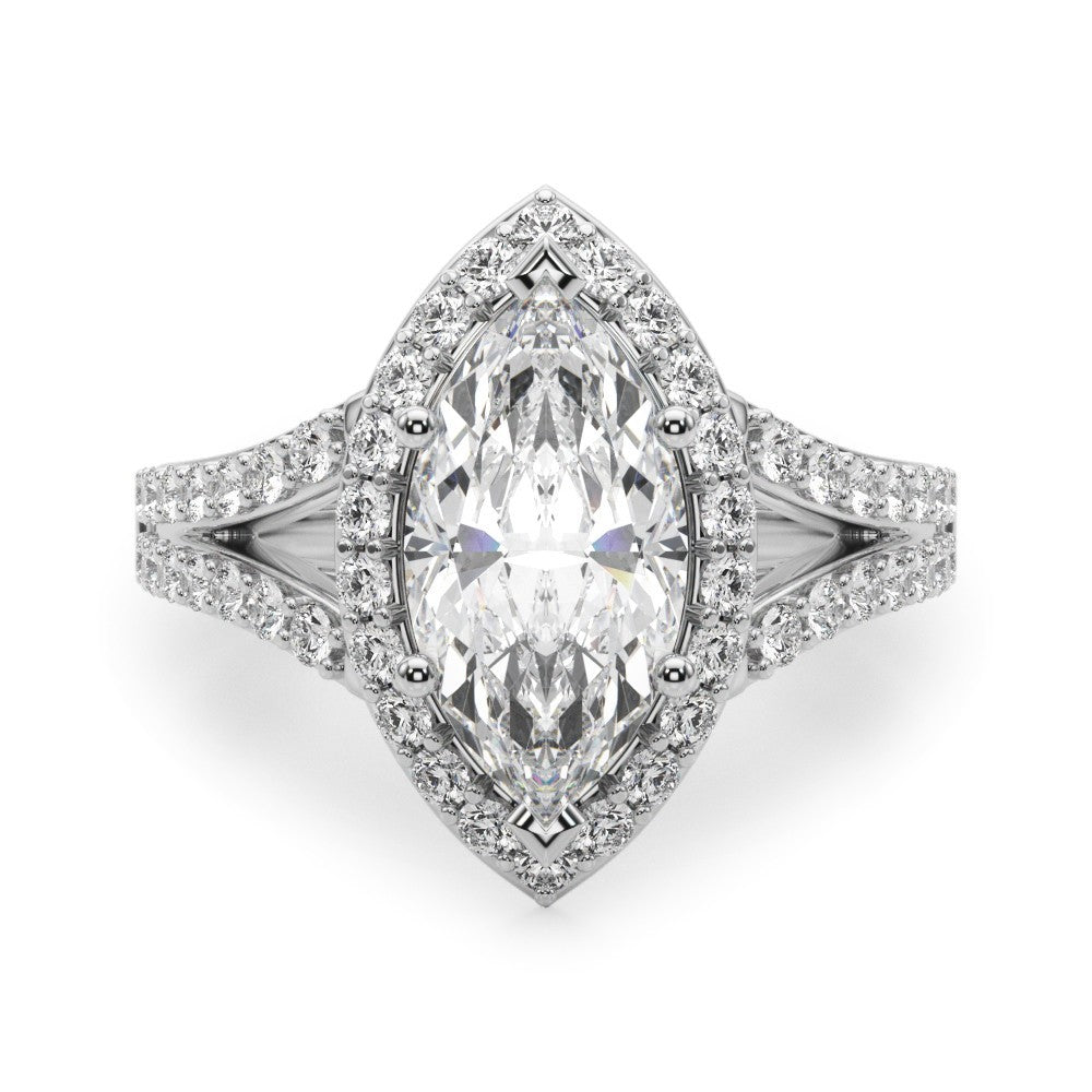 2.00Ct DE/VS Lab Grown Marquise Diamond Halo Engagement Ring Platinum