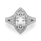 2.00Ct DE/VS Lab Grown Marquise Diamond Halo Engagement Ring Platinum