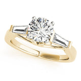 18K Yellow Gold Lab-Grown Round Diamond Trilogy Engagement Ring