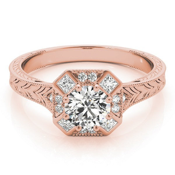 Lab Grown Round Diamond Halo Engagement Ring
