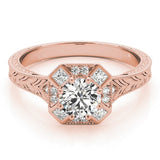 Lab Grown Round Diamond Halo Engagement Ring