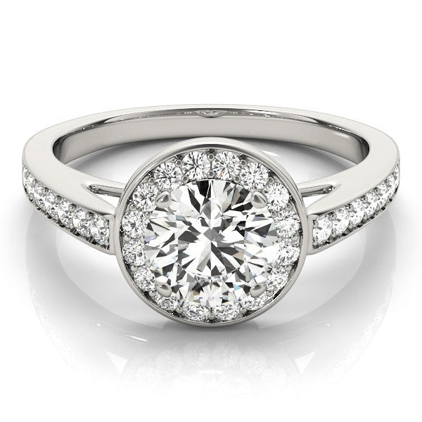 Lab Grown Round Diamond Halo Engagement Ring