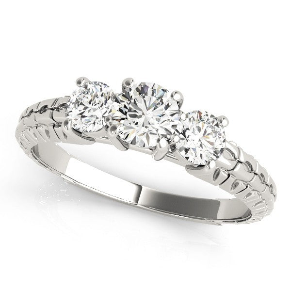 2.00Ct Lab Grown Round Diamond Art Deco 3 Stone Engagement Ring Platinum