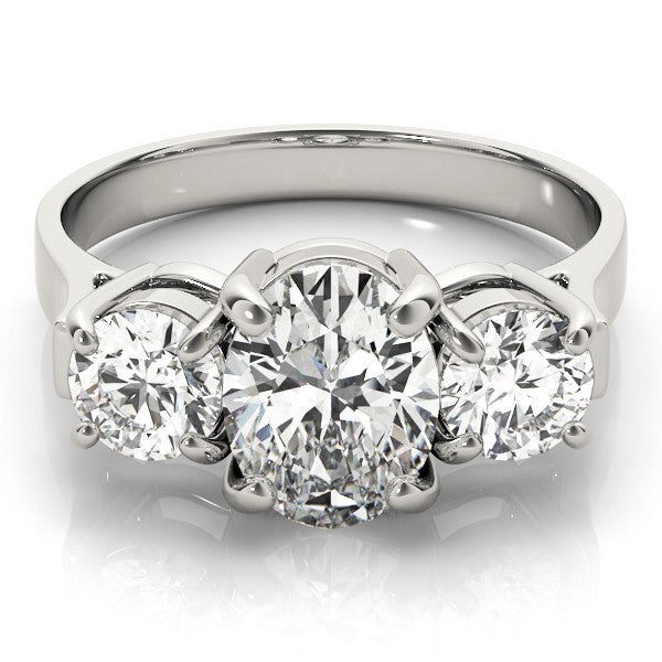 18k yellow gold Oval cut Trilogy Engagement Ring – 2Ct DE/VS Lab Grown Diamonds