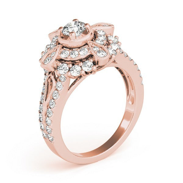 Lab Grown Round Diamond Halo Engagement Ring
