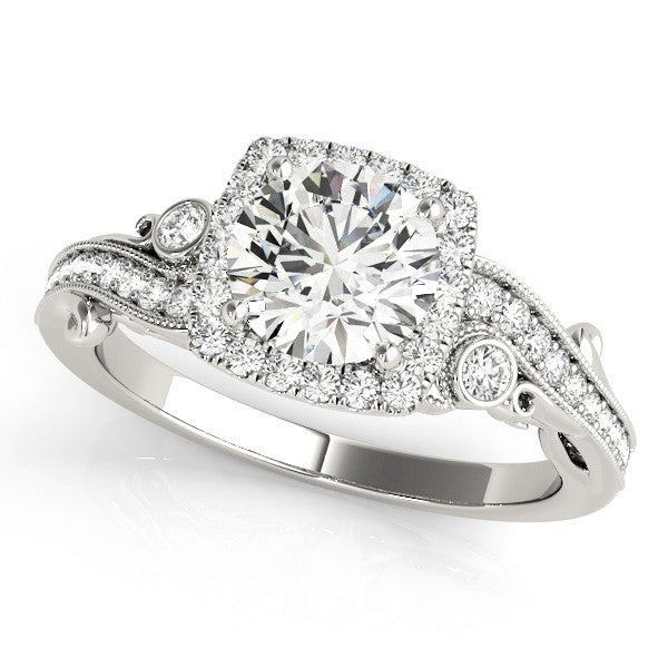 Lab Grown Round Diamond Halo Engagement Ring
