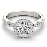 Lab Grown Round Diamond Halo Engagement Ring