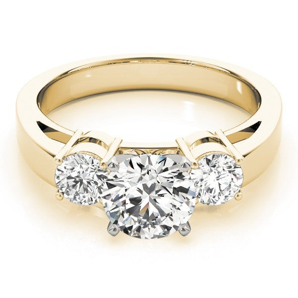 Lab Grown Round Diamond Prong Set 3 Stone Engagement Ring Platinum