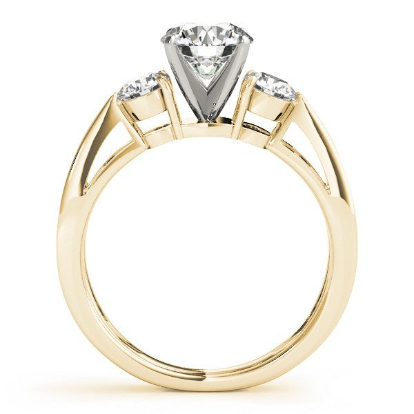 Lab Grown Round Cut Diamond Designer Trilogy Engagement Ring Platinum