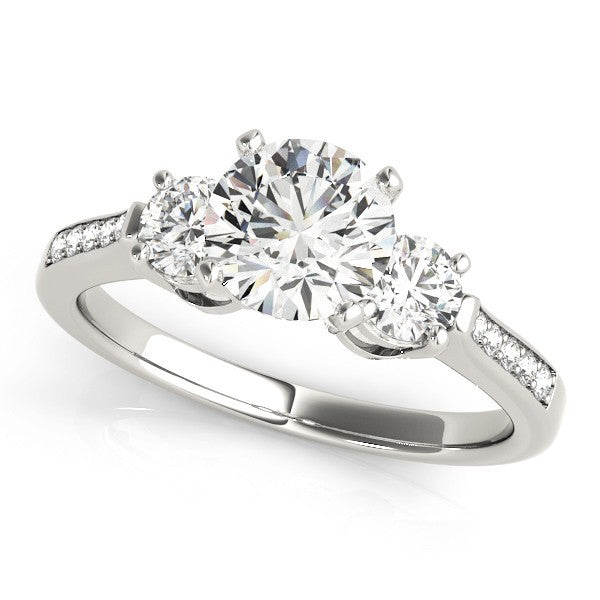 0.50Ct To 2.00Ct Lab Grown Round Diamond 3 Stone Engagement Ring Platinum